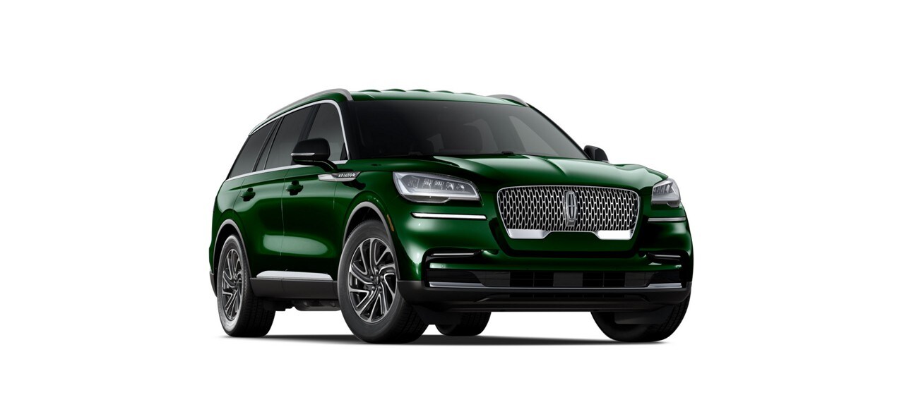 The 2023 Lincoln Aviator is shown in Gilded Green exterior color