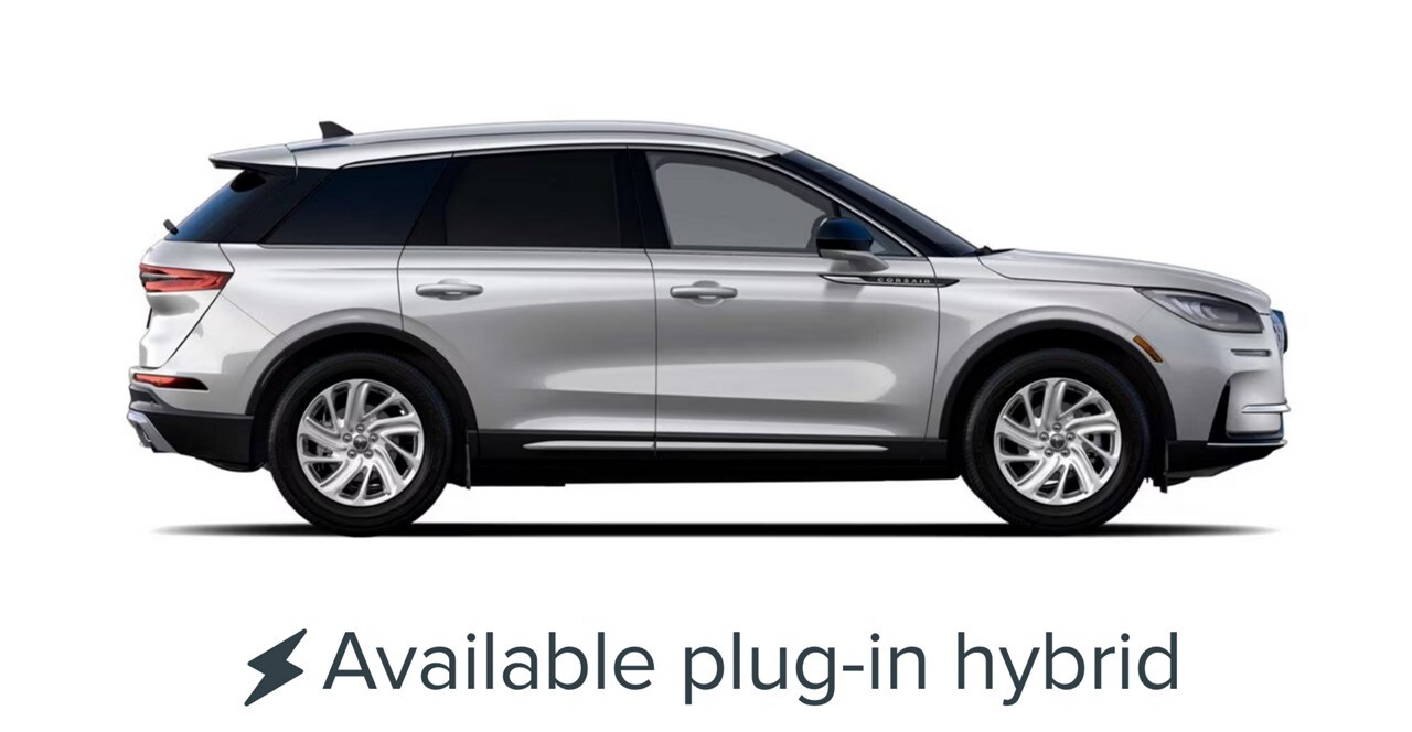 The 2024 Lincoln Corsair® Premiere model is shown in the silver radiance exterior color. Available plug-in hybrid model shown.